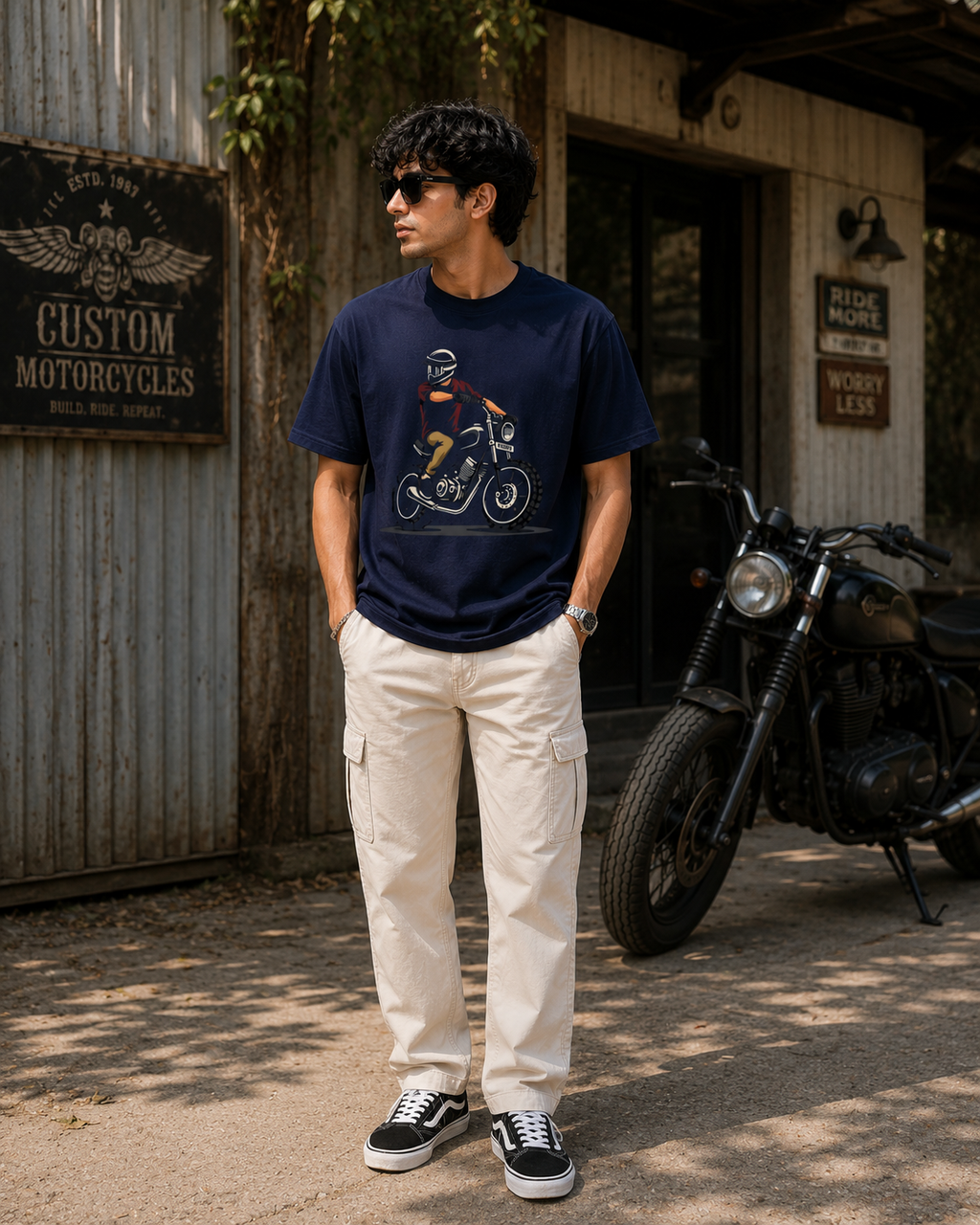 Vintage Motorcycle Rider Graphic Men Classic Fit T-Shirt