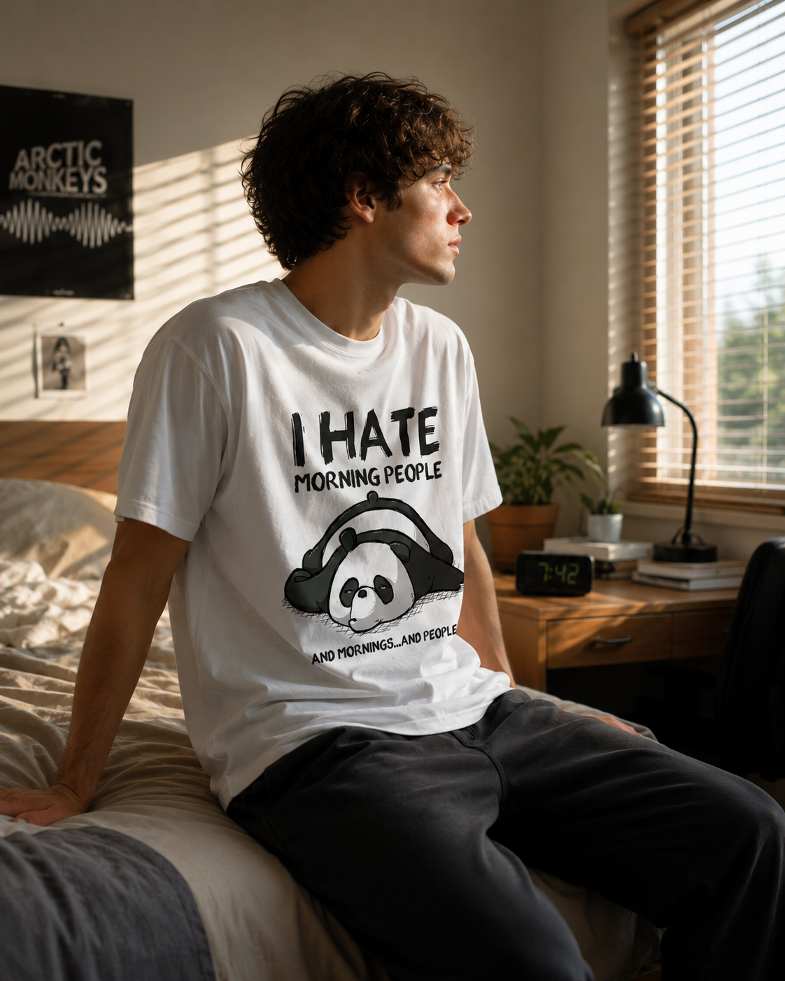 I Hate Morning People Panda Graphic Men Classic Fit T-Shirt