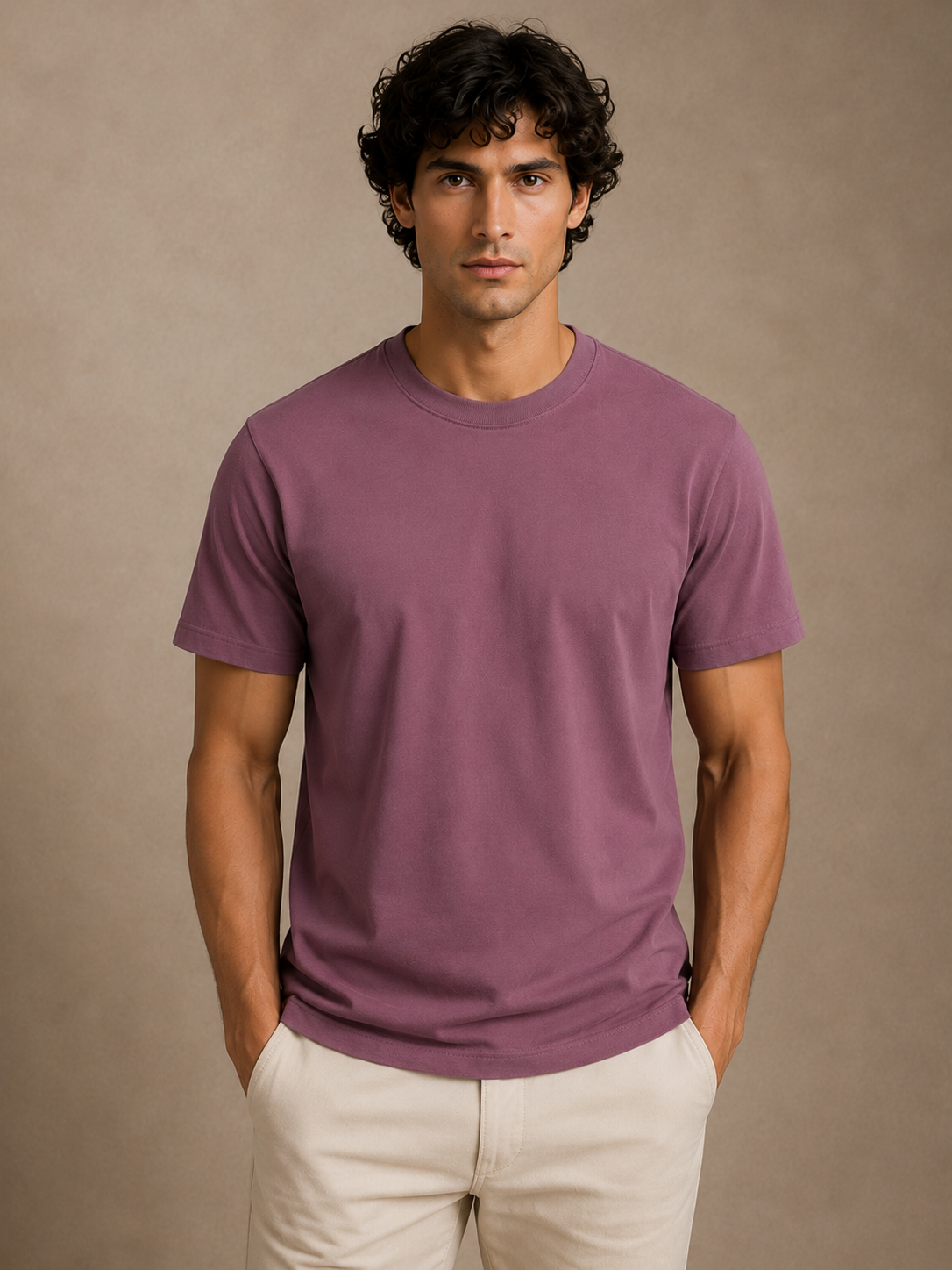 Softcore Men's Premium Mauve Classic Fit Solid T-Shirt