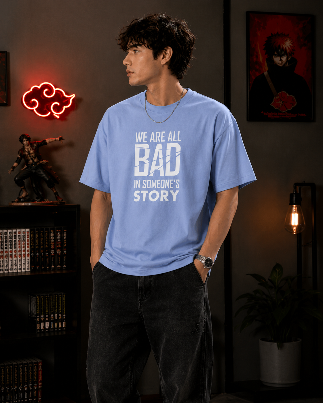 We Are All Bad Oversized Graphic T-Shirt for Men