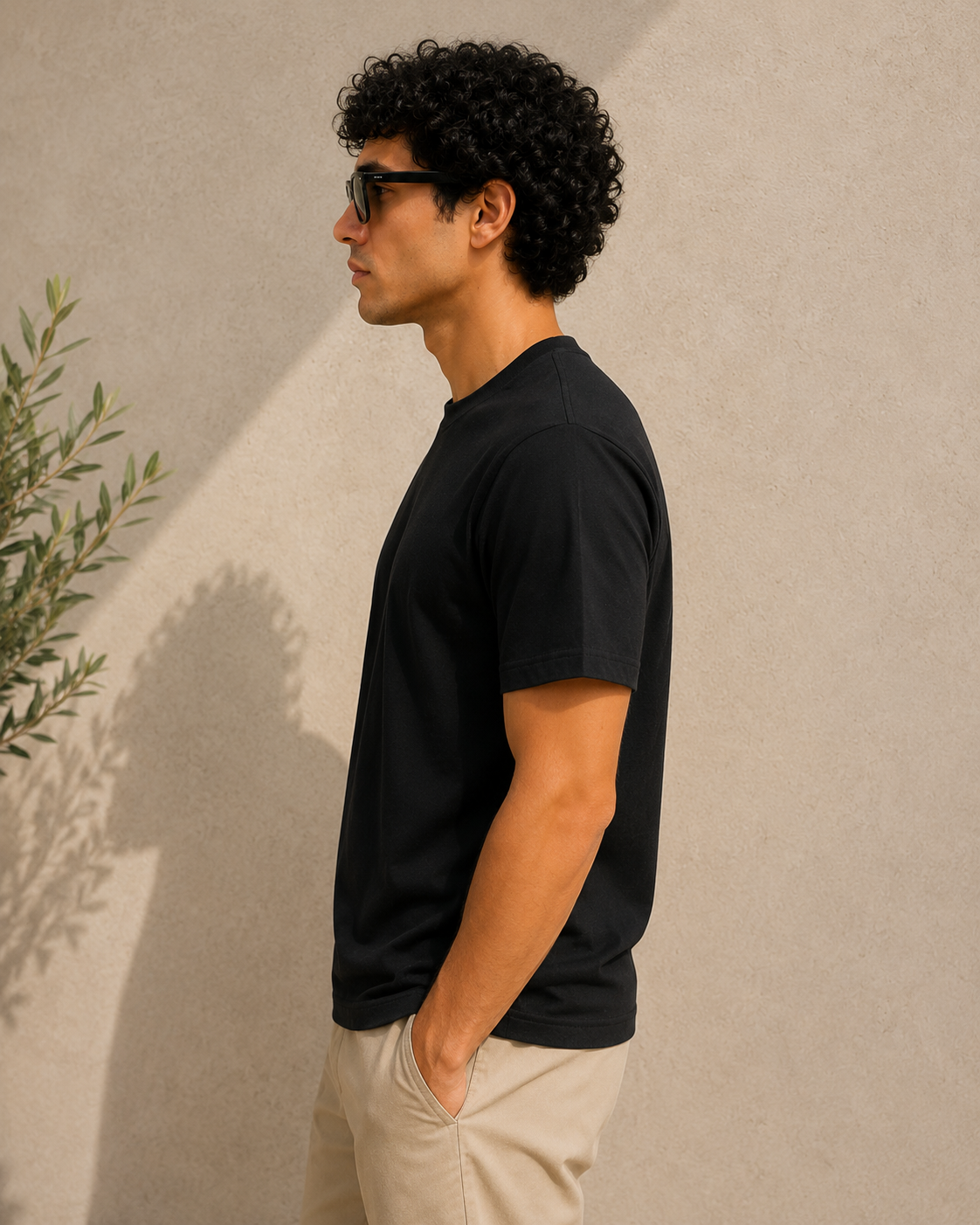 EarthPure Premium Black Organic Cotton Classic Fit Solid T-Shirt