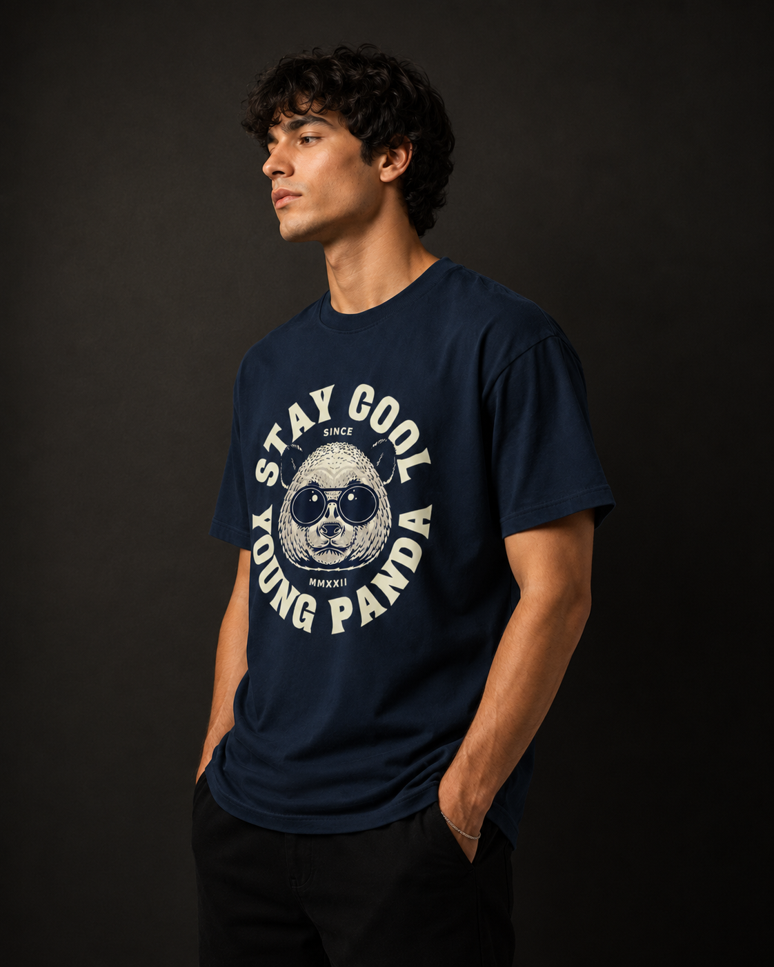 Stay Cool Young Panda Graphic Men Classic Fit T-Shirt
