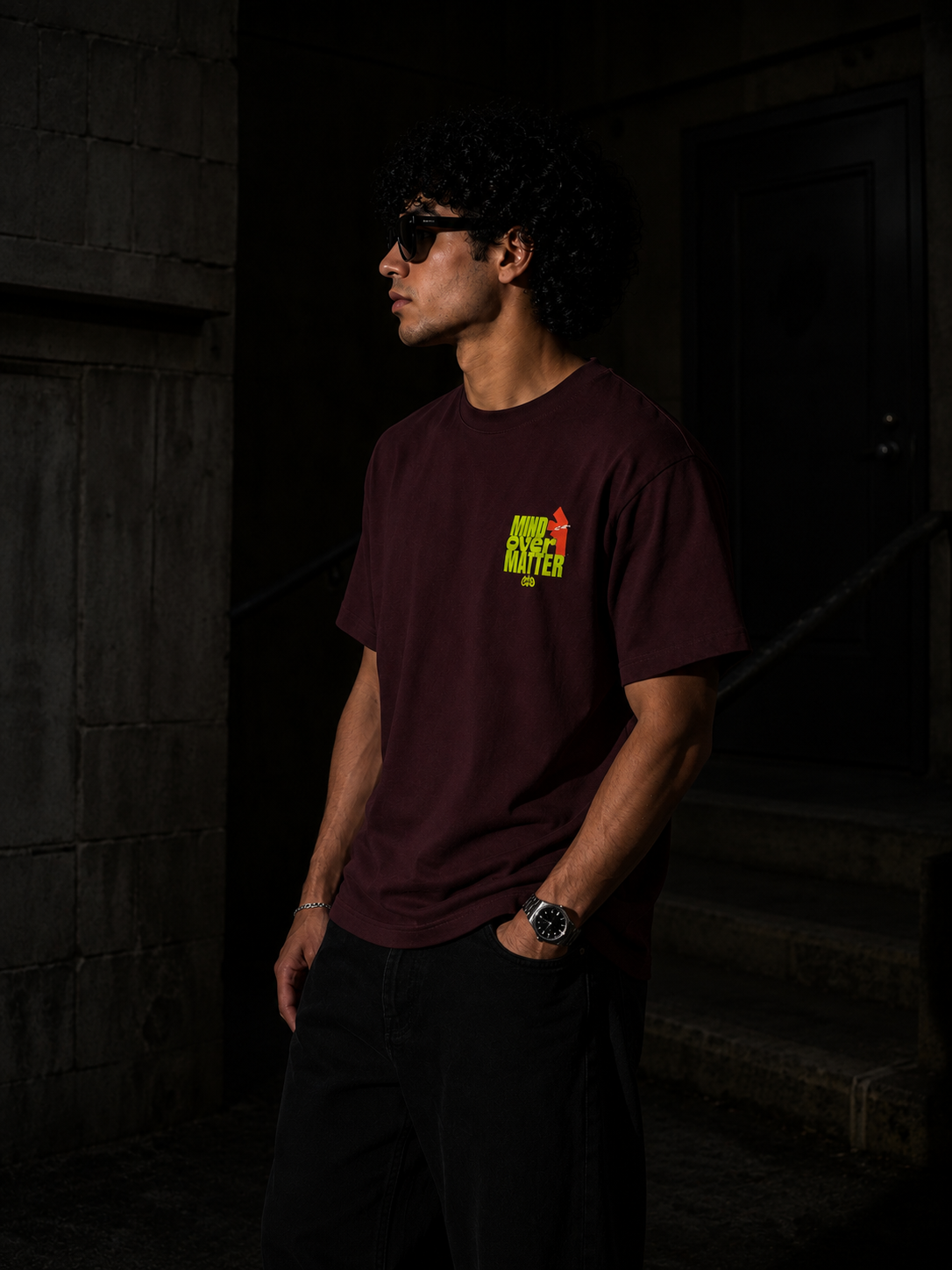 Mind Over Matter Men Classic Fit Motivational Graphic T-Shirt