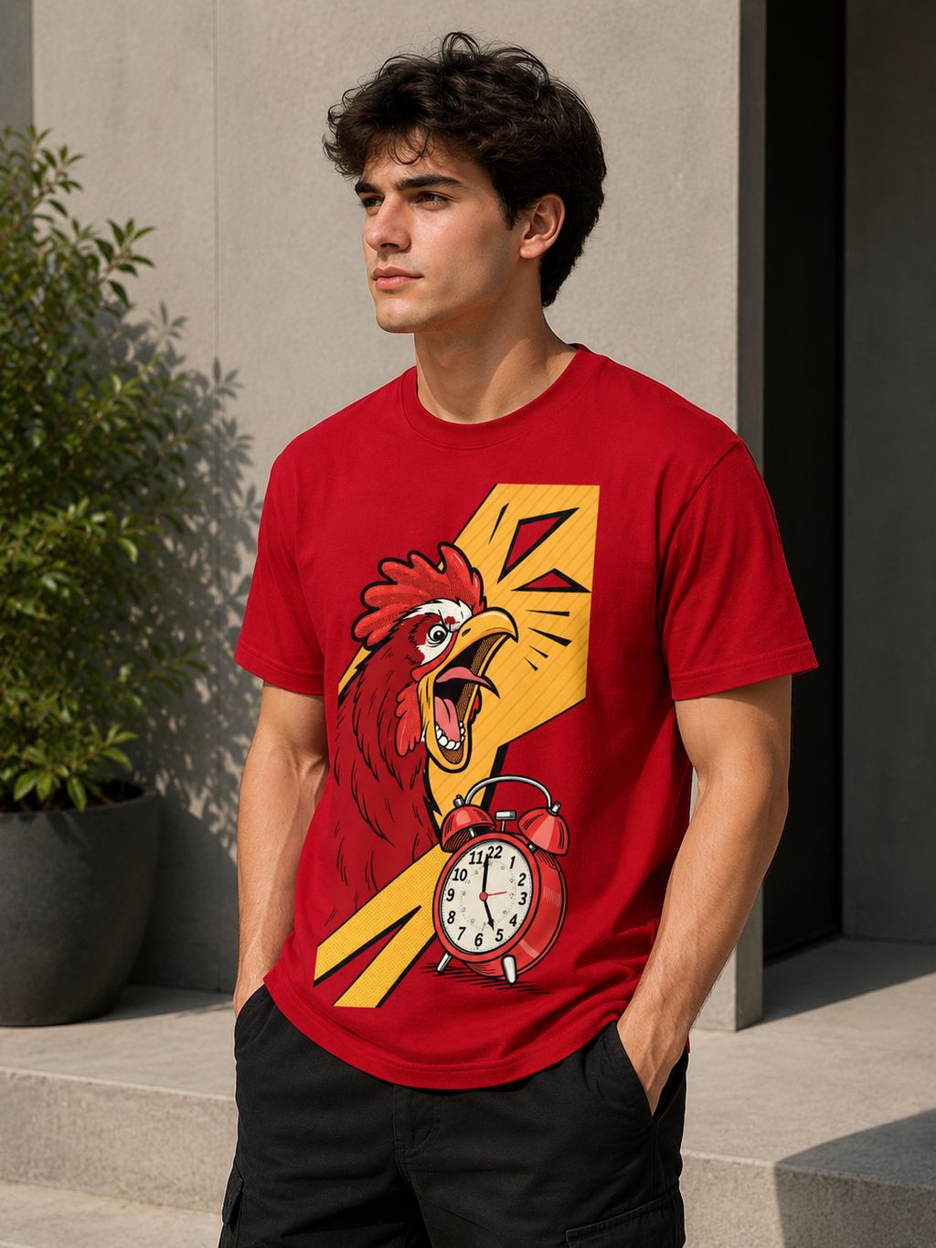 Early Bird Rooster Alarm Graphic Men Classic Fit T-Shirt