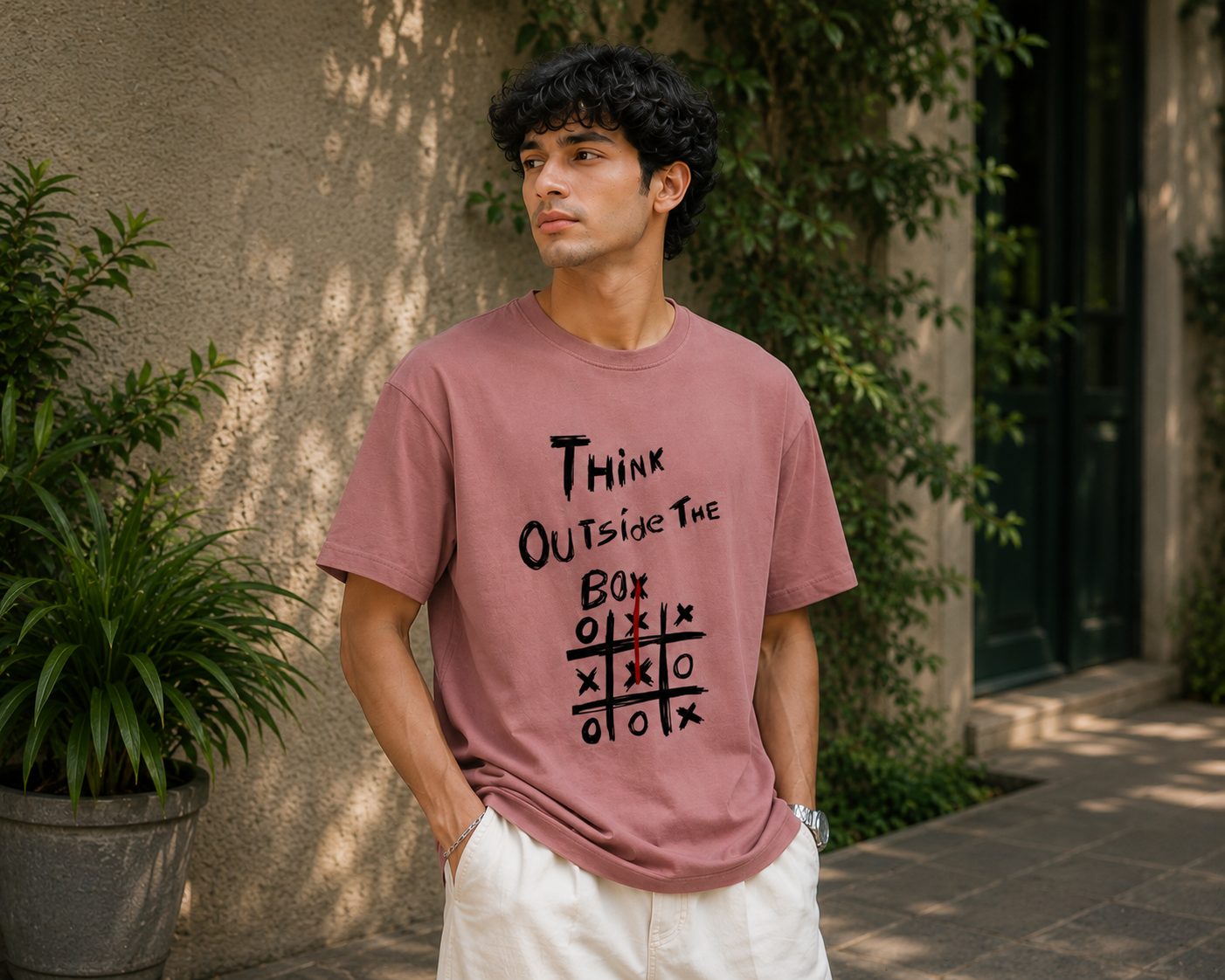 Think Outside The Box Typography Men Classic Fit T-Shirt