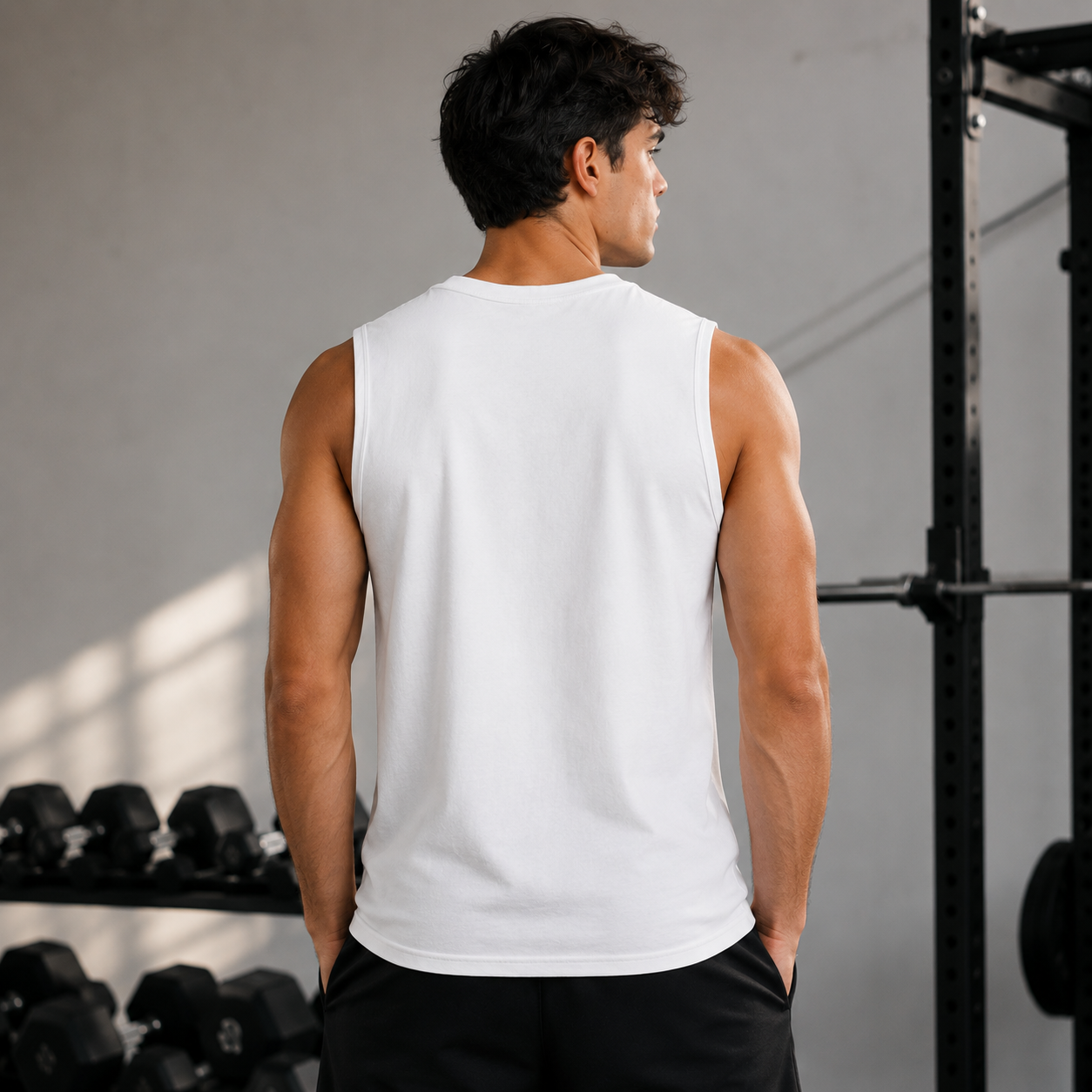 Progress Over Perfection White Motivational Tank Top for Men