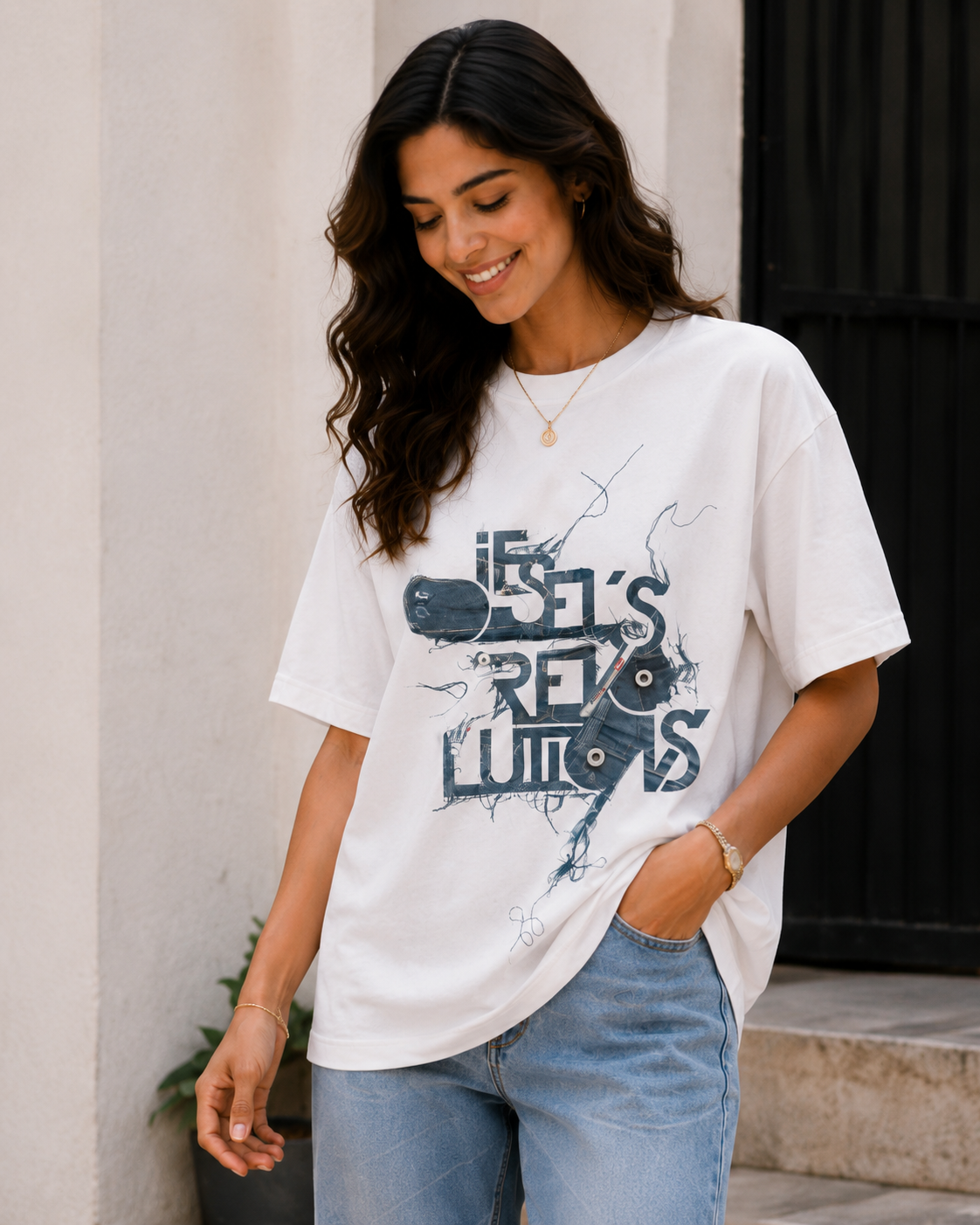 Women Life Has No Limits Oversized Graphic T-Shirt