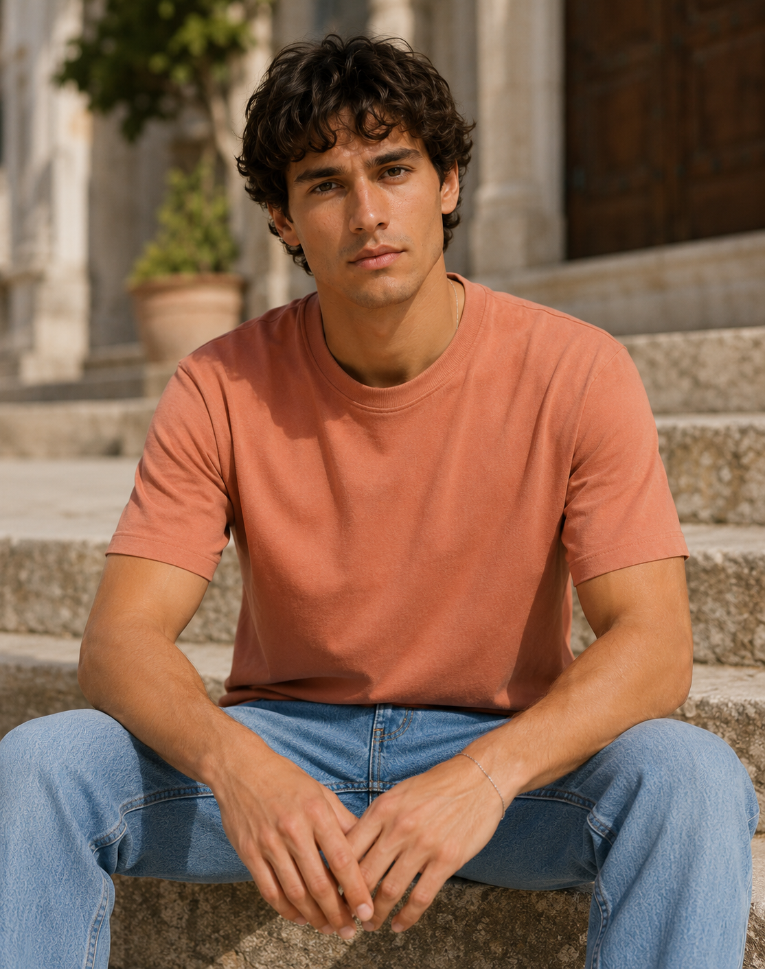 Softcore Men's Premium Sunset Classic Fit Solid T-Shirt