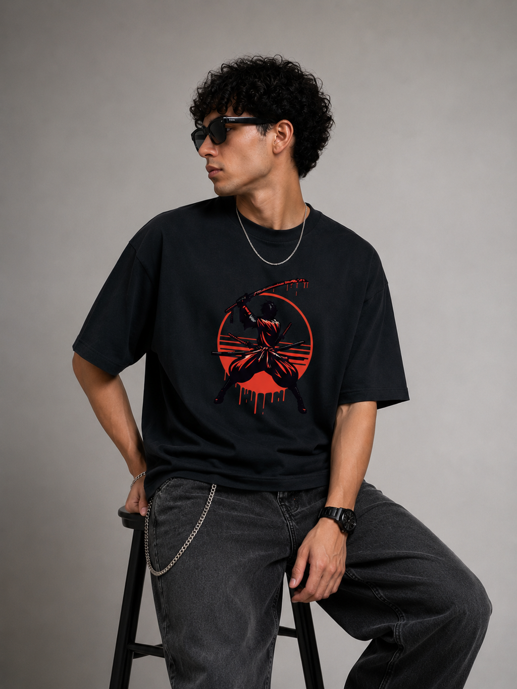 Shadow Ronin Oversized Graphic T-Shirt for Men