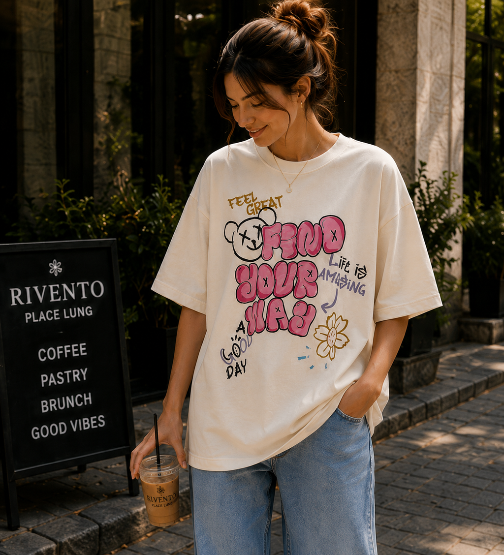 Women Find Your Way Graphic Oversized T-Shirt