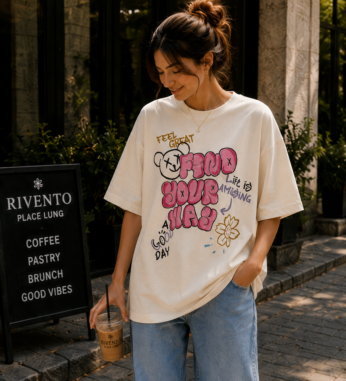 Women Find Your Way Graphic Oversized T-Shirt