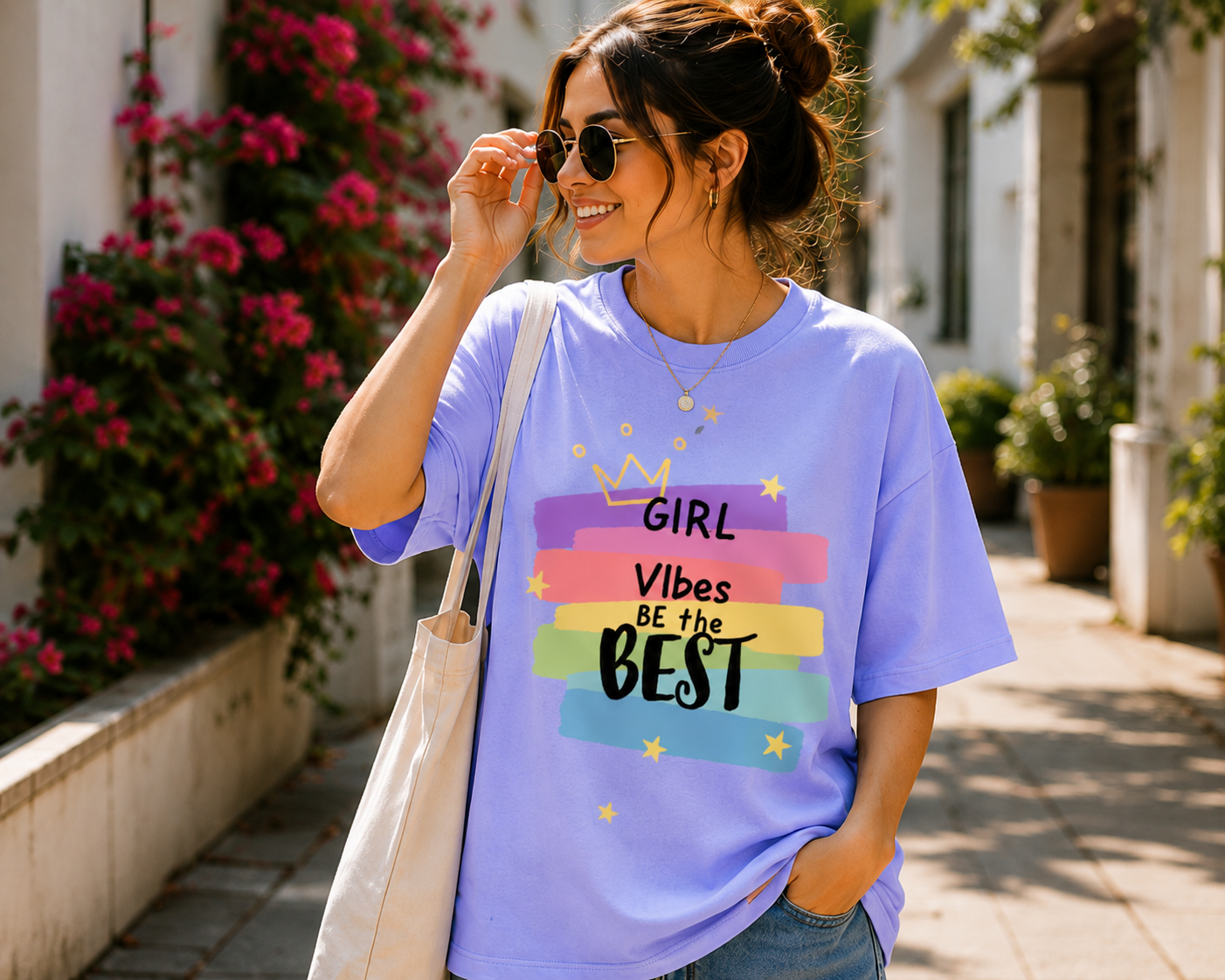 Women Girl Power Vibes Oversized T-Shirt
