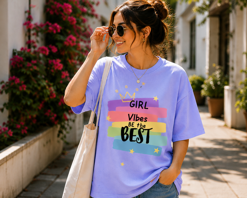 Women Girl Power Vibes Oversized T-Shirt