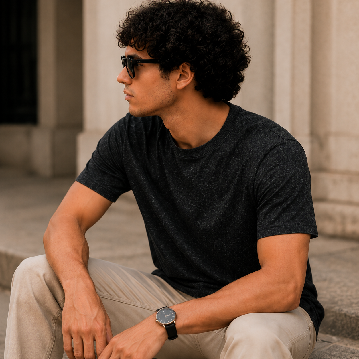 Softcore Men's Premium Black Heather Classic Fit Solid T-Shirt