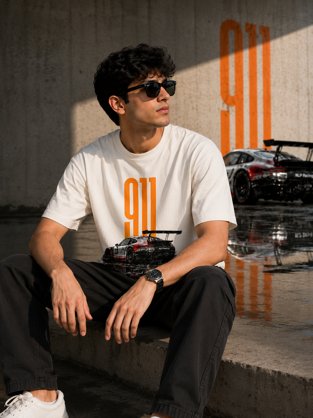 911 Velocity Graphic Men Oversized T-Shirt