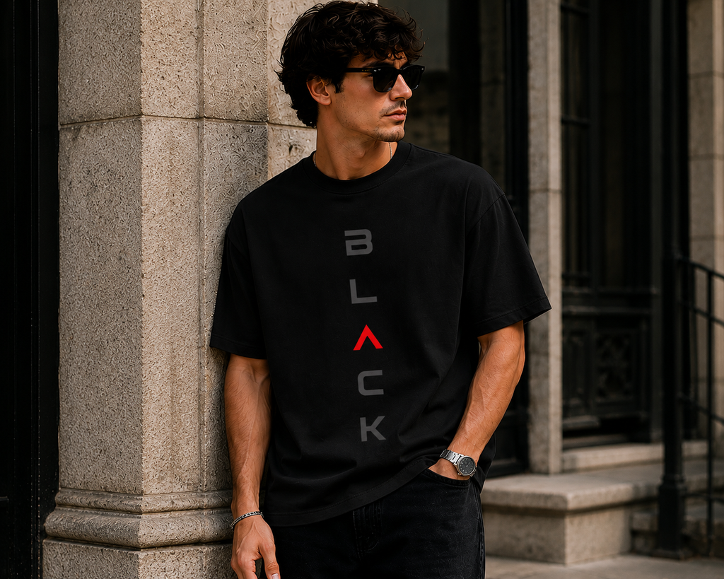 Black Code Oversized Graphic T-Shirt for Men
