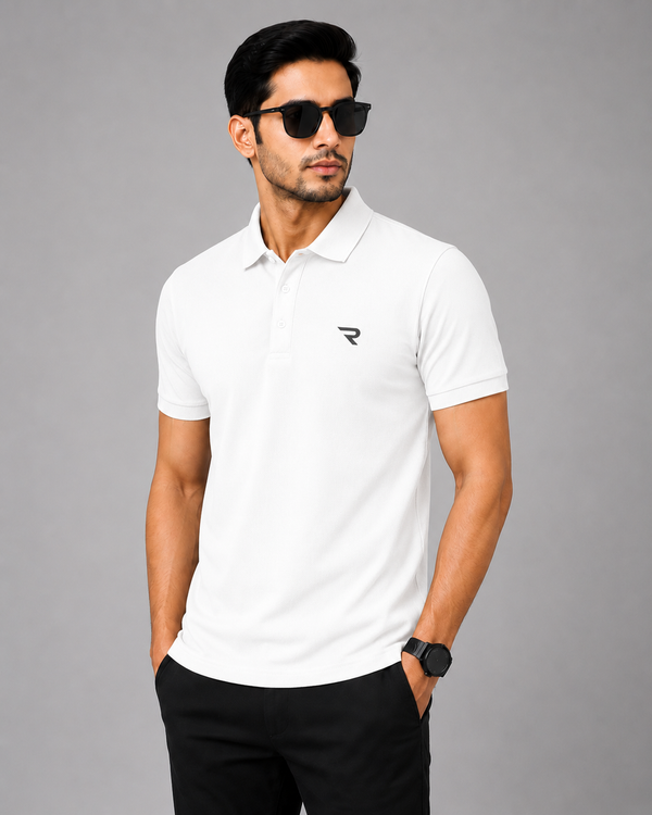 Signature Men Classic Fit White Polo T-Shirt