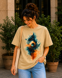 Women Peacock Majesty Oversized T-Shirt