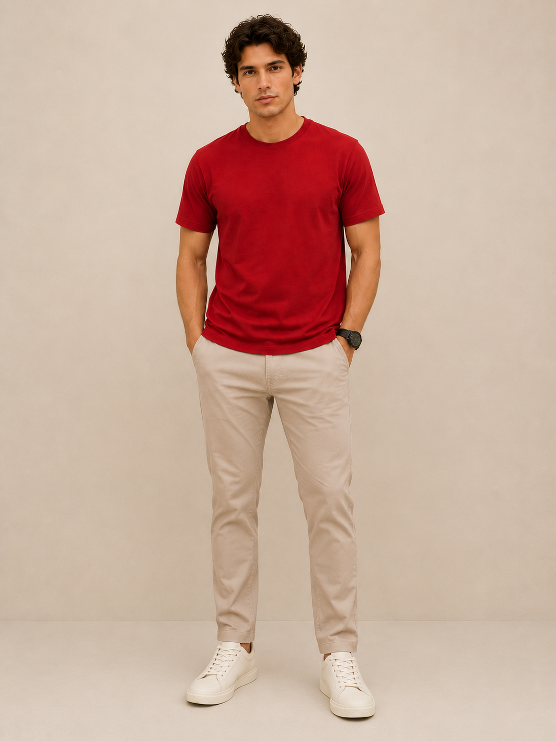 Softcore Men's Premium Red Classic Fit Solid T-Shirt