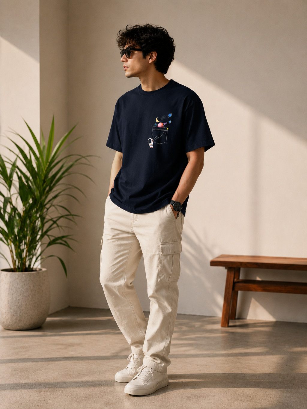 Pocket Astronaut Space Graphic Men Classic Fit T-Shirt