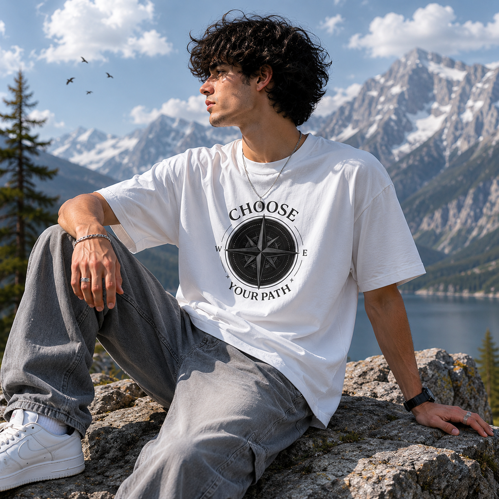 Choose Your Path Oversized Graphic T-Shirt for Men