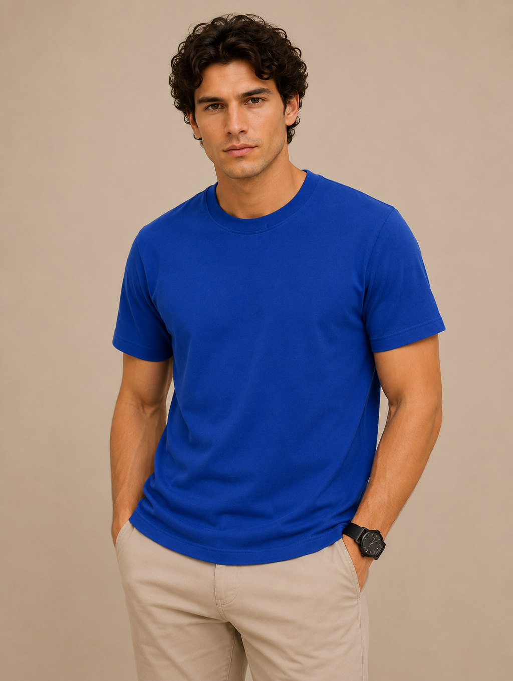 Softcore Men's Premium Royal Blue Classic Fit Solid T-Shirt
