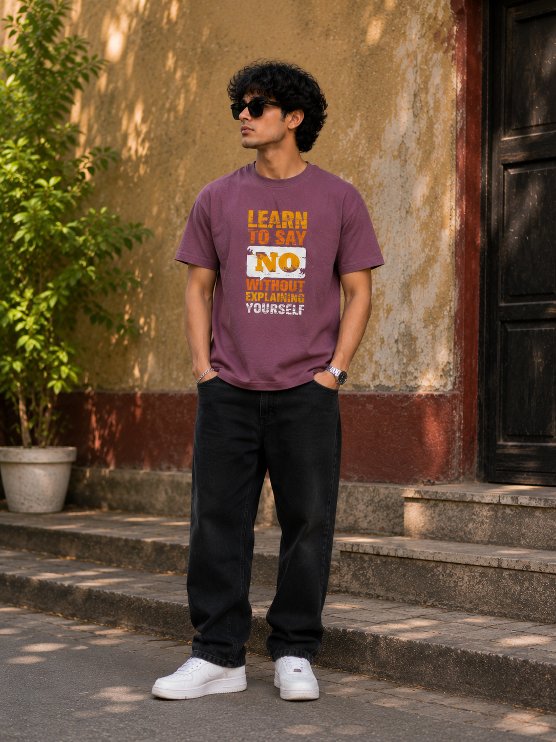 Learn to Say No Men Classic Fit Motivational Graphic T-Shirt