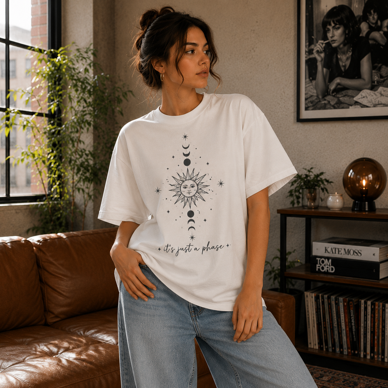 Women Celestial Sun & Moon Graphic T-Shirt