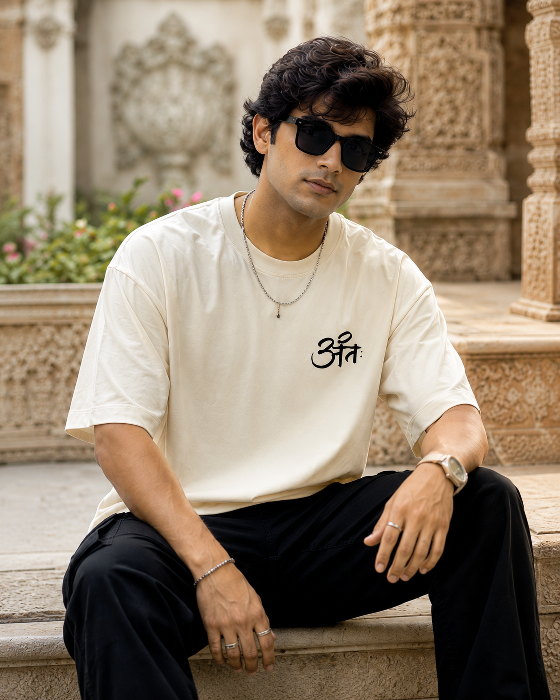 Divine Guardian Oversized Graphic T-Shirt for Men