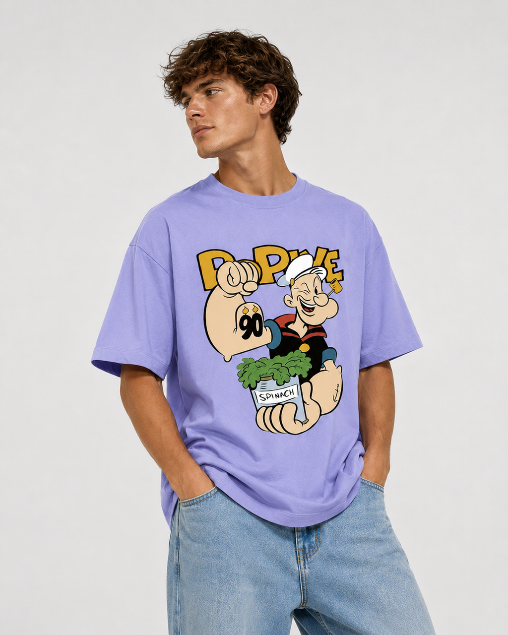 Popeye Power Oversized Graphic T-Shirt for Men