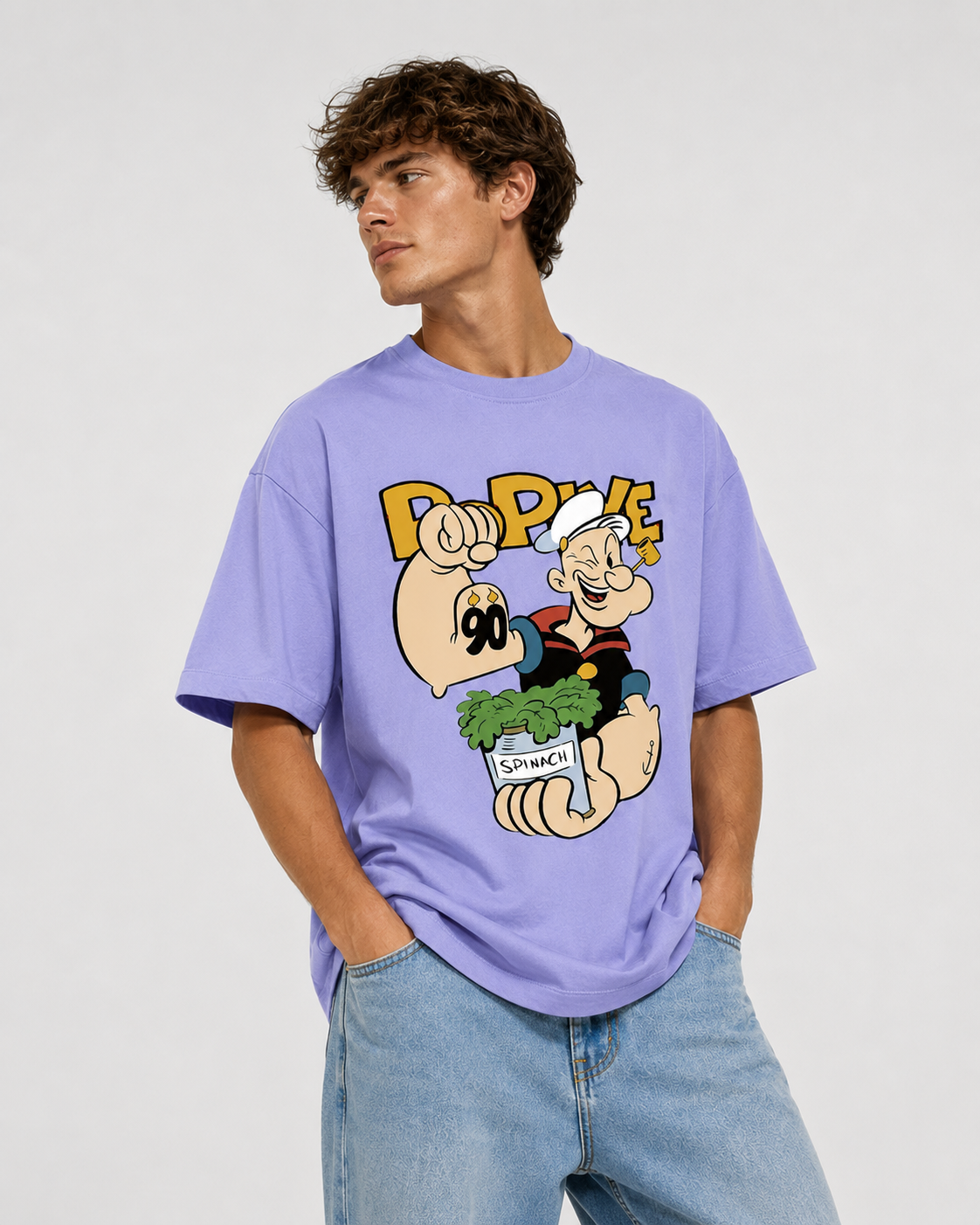 Popeye Power Oversized Graphic T-Shirt for Men
