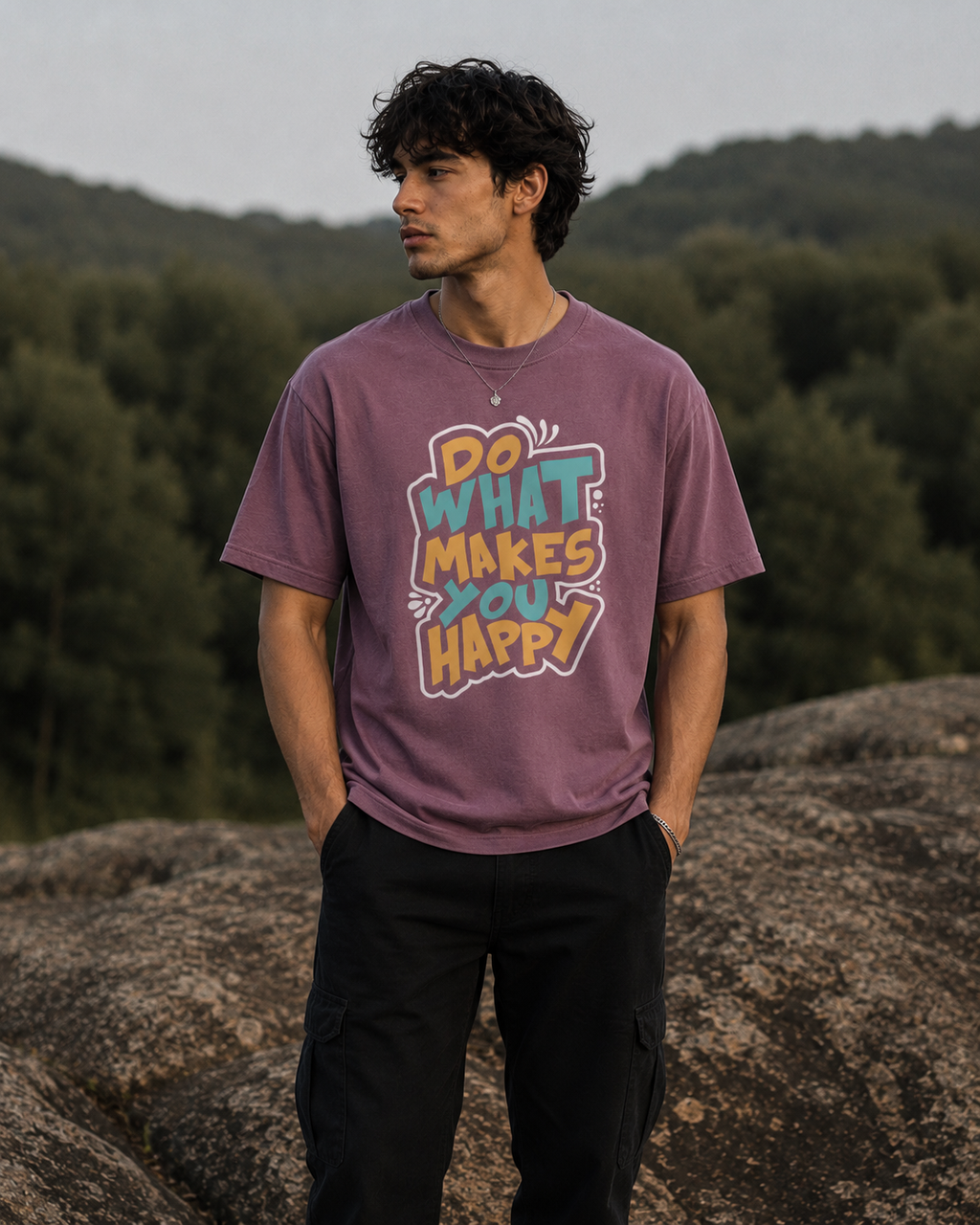 Do What Makes You Happy Typography Men Classic Fit T-Shirt