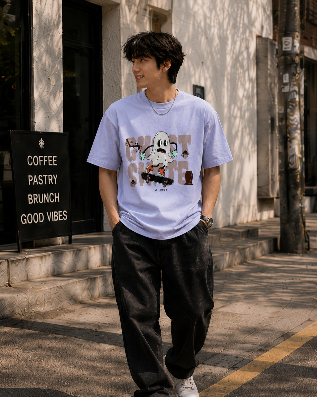 Ghost Grind Oversized Graphic T-Shirt for Men