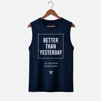 Better Than Yesterday Navy Blue Men's Graphic Tank Top