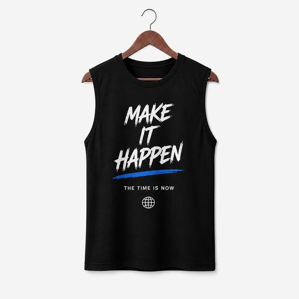 Make It Happen Black Men's Graphic Tank Top