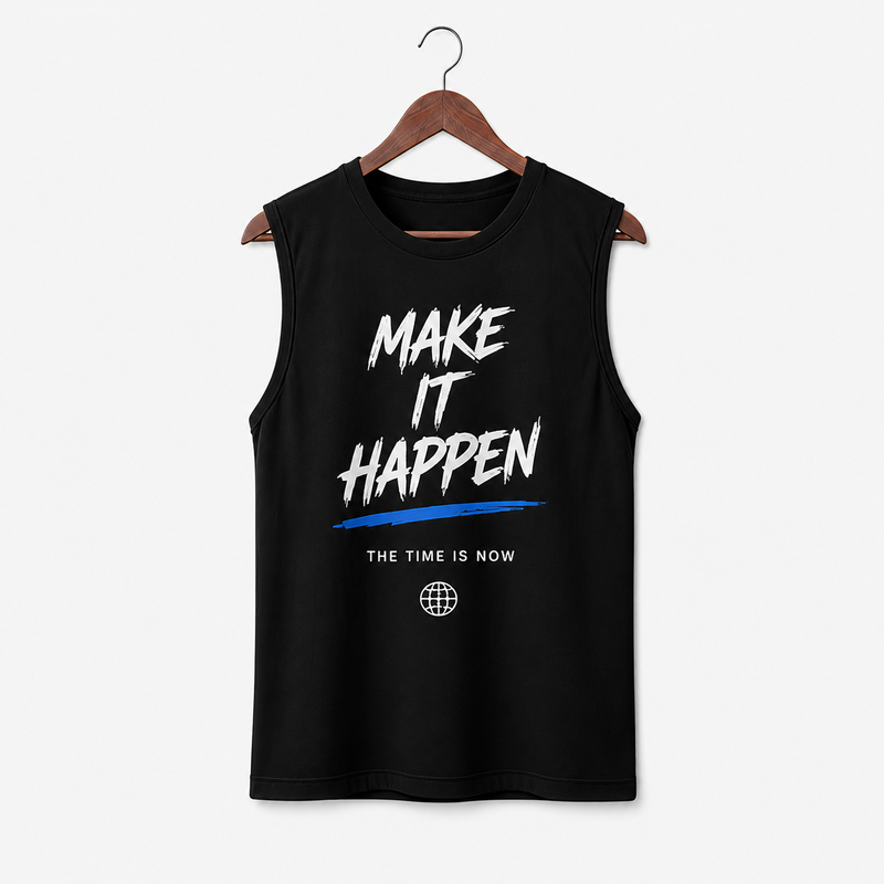Make It Happen Black Men's Graphic Tank Top