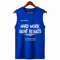 Hard Work Silent Results Royal Blue Men's Graphic Tank Top