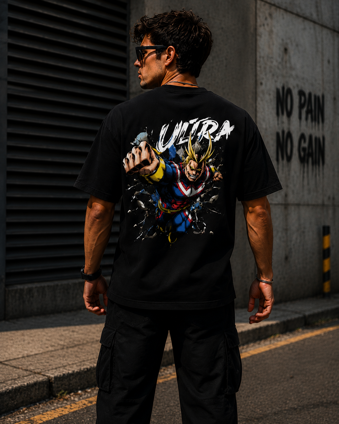 Ultra Hero Anime Back Print Oversized T-Shirt for Men