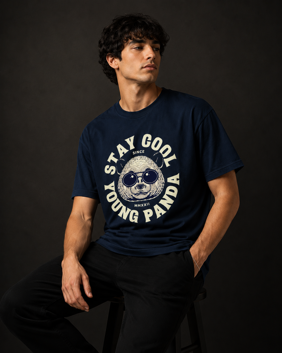 Stay Cool Young Panda Graphic Men Classic Fit T-Shirt