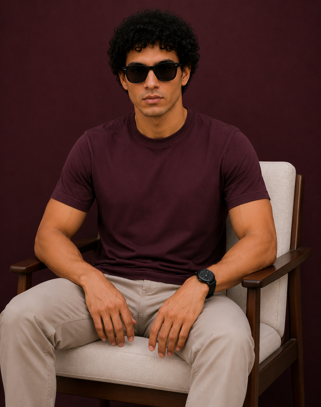 Softcore Men's Premium Maroon Classic Fit Solid T-Shirt