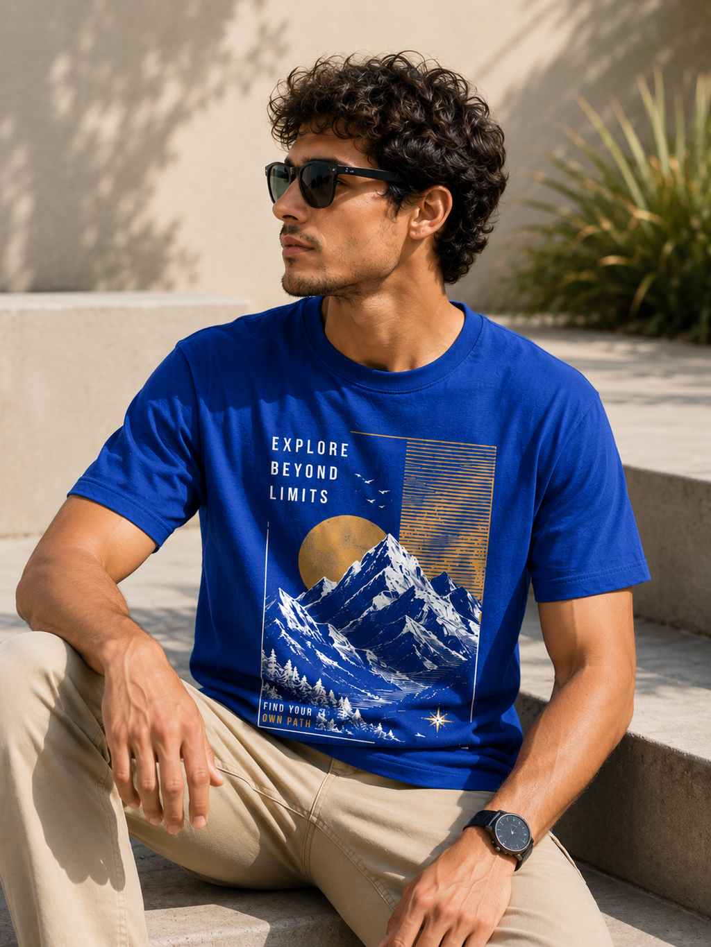 Explore Beyond Limits Mountain Graphic Classic Fit T-Shirt for Men