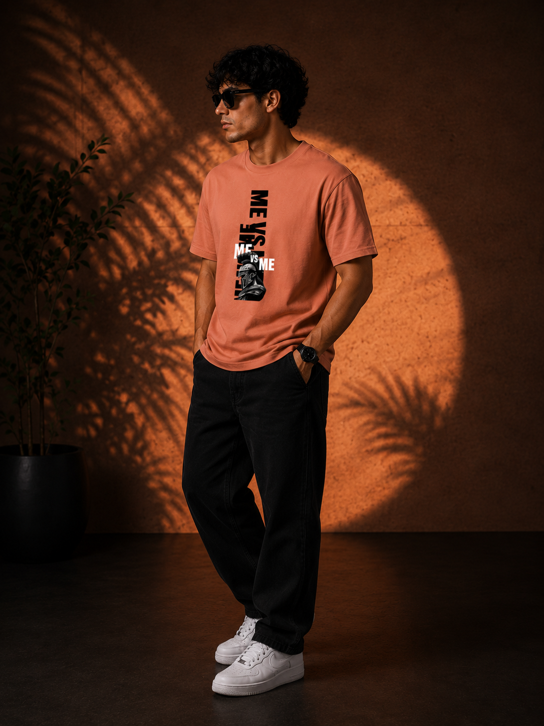 Me vs Me Men Classic Fit Motivational Graphic T-Shirt