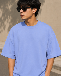 Men's Air Blue Oversized Drop Shoulder T-Shirt