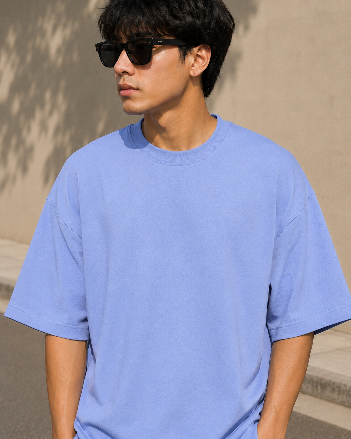 Men's Air Blue Oversized Drop Shoulder T-Shirt