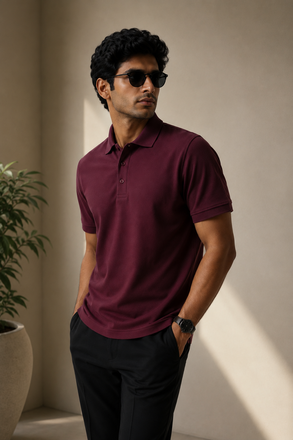 Signature Men Classic Fit Maroon Polo T-Shirt