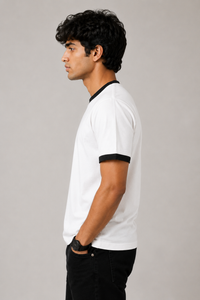 Plain White Men's Classic Fit Ringer T-Shirt