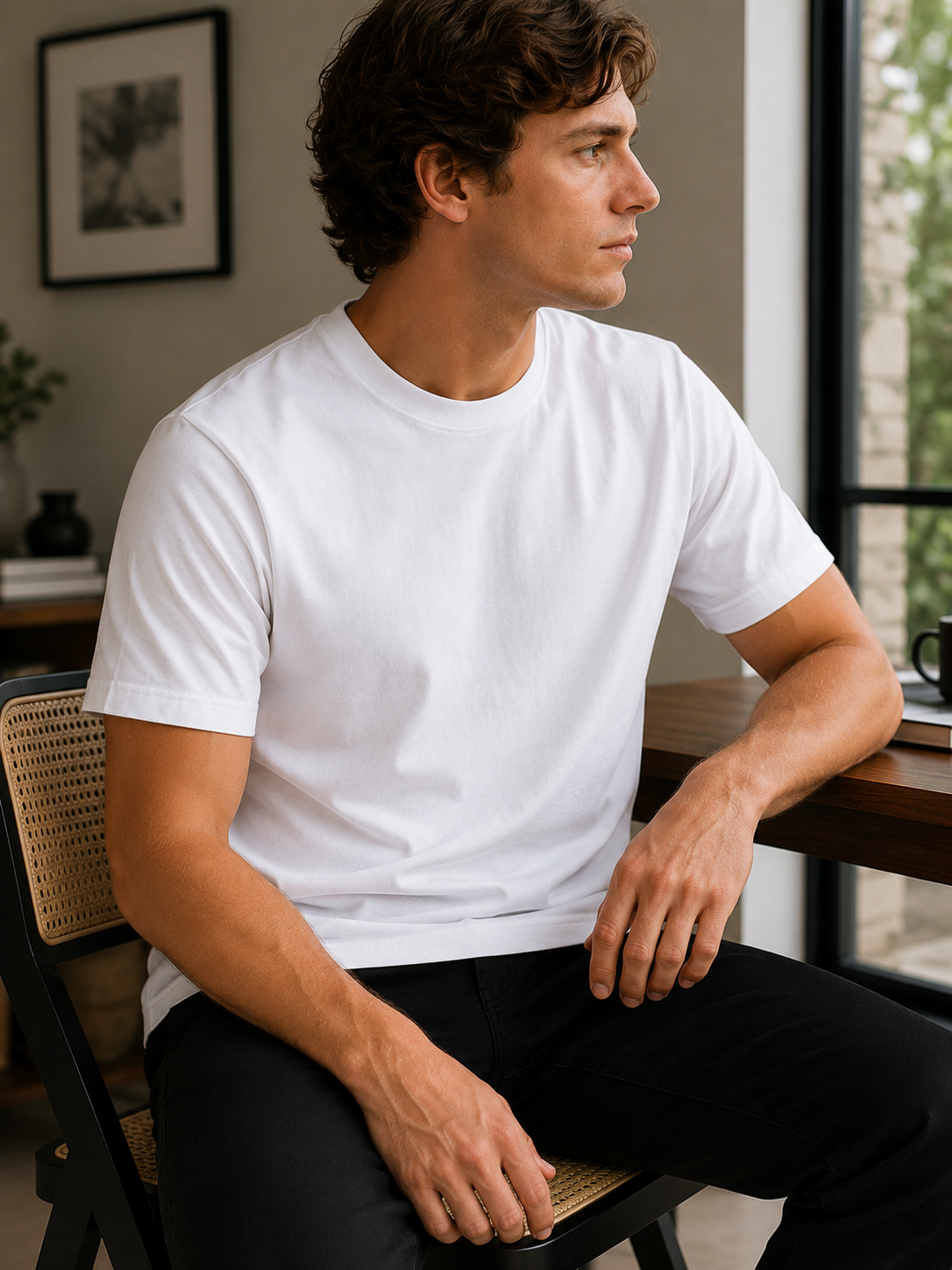 EarthPure Premium White Organic Cotton Classic Fit Solid T-Shirt