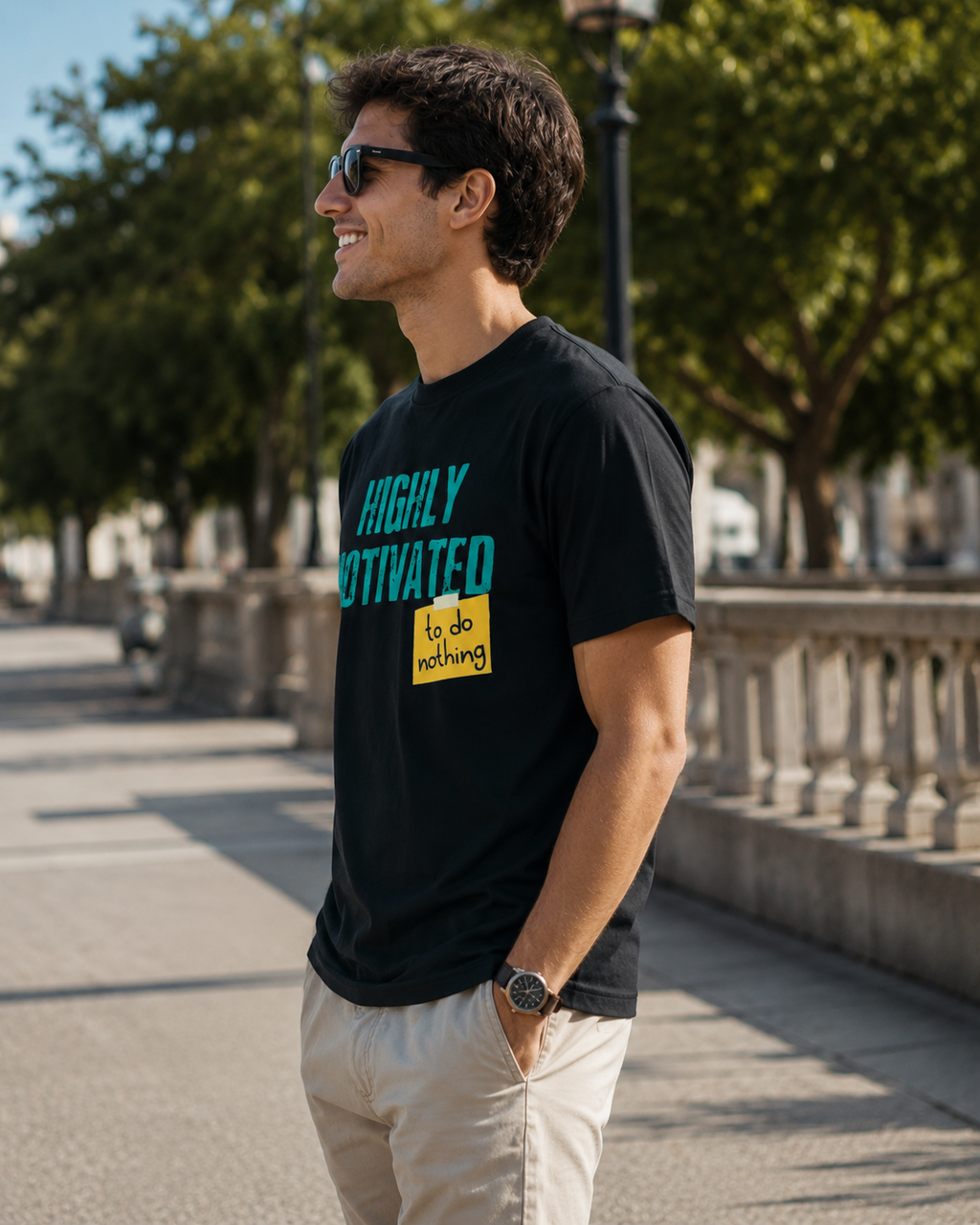 Highly Motivated to Do Nothing Funny Graphic Men Classic Fit T-Shirt