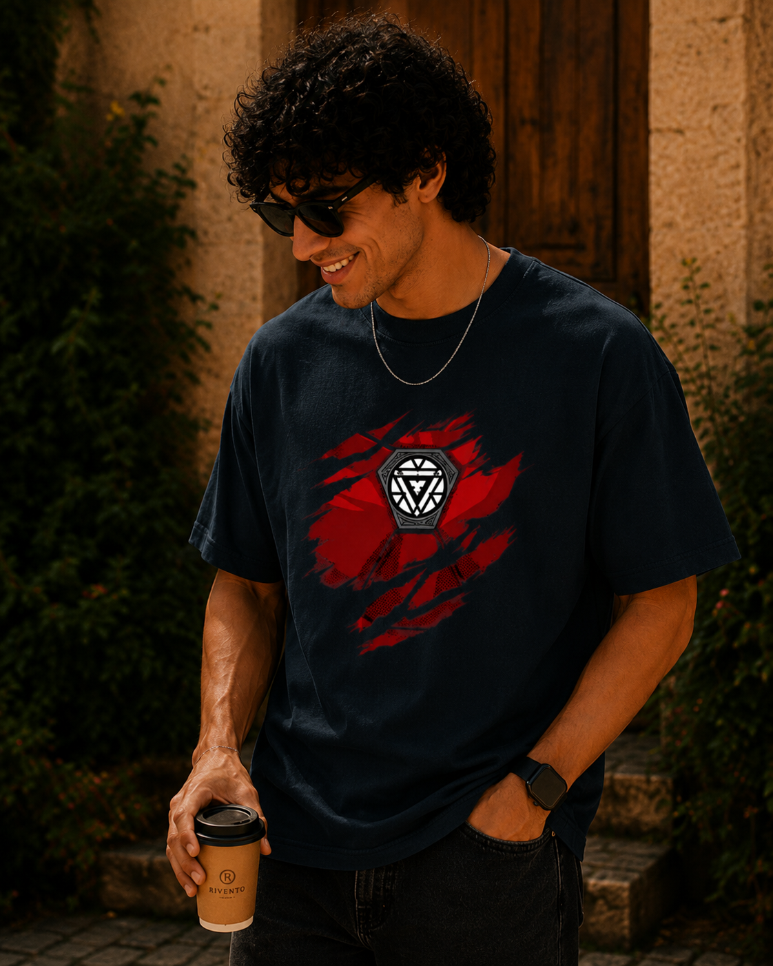 Power Core Oversized Graphic T-Shirt for Men