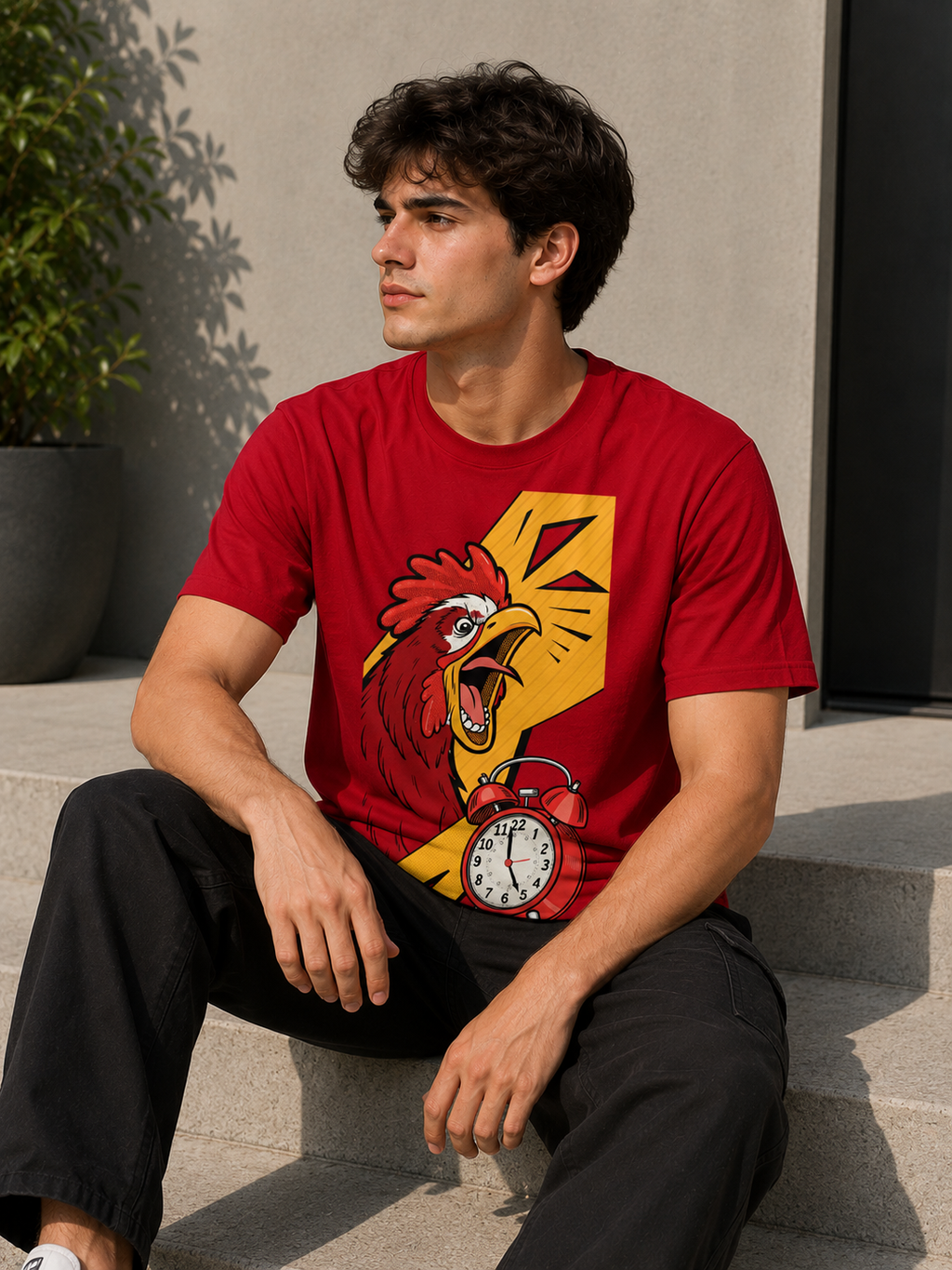 Early Bird Rooster Alarm Graphic Men Classic Fit T-Shirt